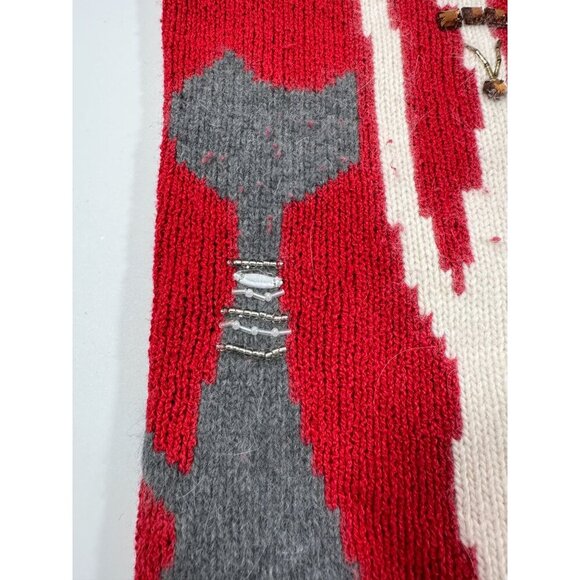 Coldwater‎ Creek Red Bejeweled Cats Kitchy Zip Sweater Jacket Size L - Picture 16 of 16